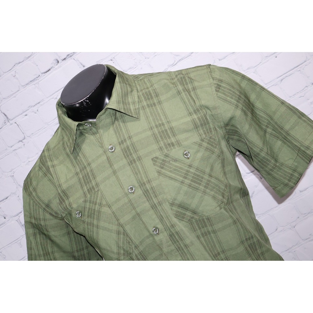 Orvis Shirt Mens Large Green Plaid Short Sleeve Button Up Classic Collection